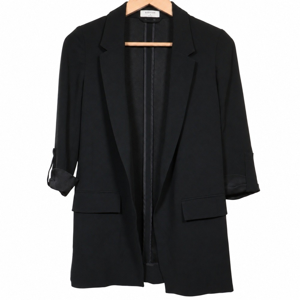 Babaton Aritzia Open Front Blazer Sz 4 3/4 Roll Sleeve Career Chic Professional